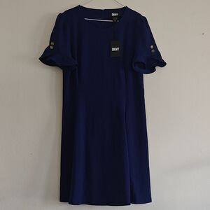 DKNY WOMEN'S SHORT-SLEEVE JEWEL NECKLINE DRESS (SIZE 14)